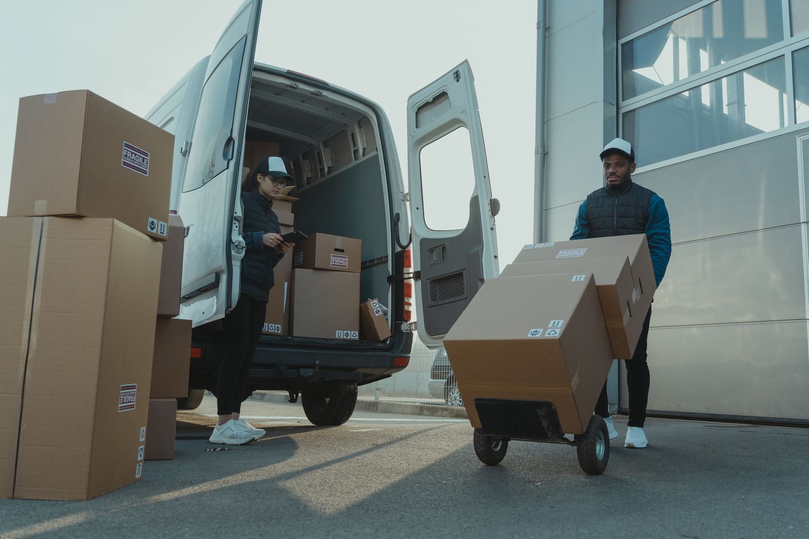 A competitor's team loading orders into a delivery van